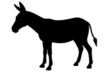 Donkey Silhouette on White Background animal farm animal