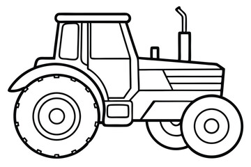 Simple Outline of a Farm Tractor with Large Wheels and Visible Exhaust Pipe