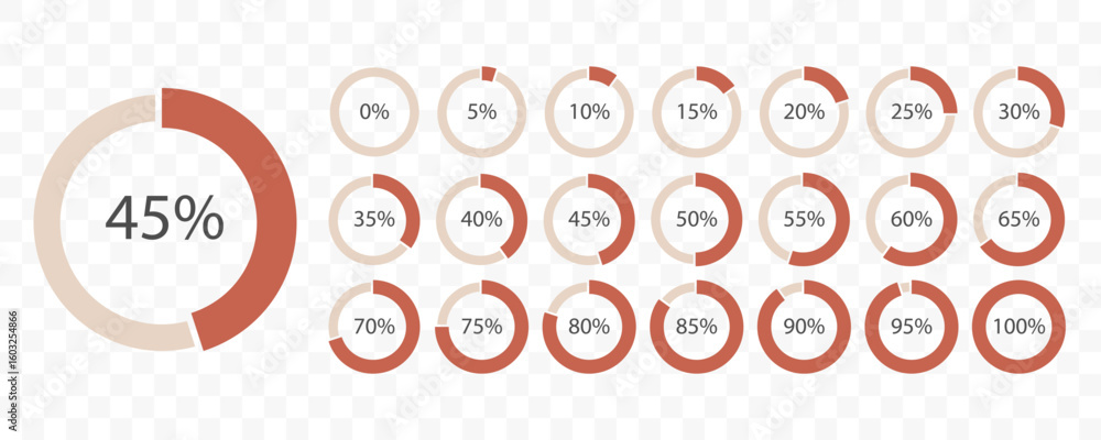 Aufkleber vector set of percentage pie charts. loading indicator icons. progress bar circle. flat infographic 