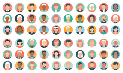 Diverse people avatar icons for social network and communication profile design
