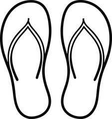 flip flops on sand line art