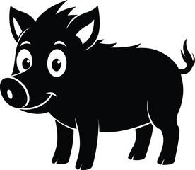 Warthog vector silhouette with white background