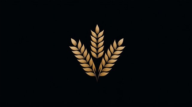 Elegant golden wheat ear illustration on black background perfect for logo designs