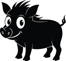 Warthog vector silhouette with white background