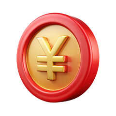 Obraz premium Japanese Yen Coin Illustration on Transparent Background