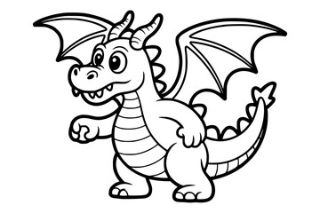 Clumsy Space Dragon – Bold Minimalist Cartoon Vector Line Art for Apparel and Vinyl Cutting generative ai 