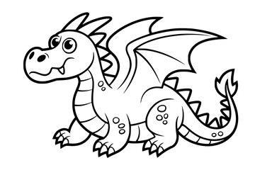 Clumsy Space Dragon – Bold Minimalist Cartoon Vector Line Art for Apparel and Vinyl Cutting generative ai 