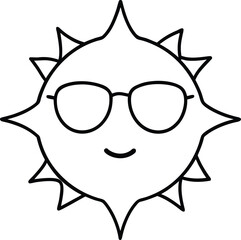 sun with sunglasses line art
