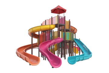 Outdoor Water Slide Playground Isolated with Transparent Background