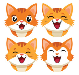 Cute Cat Face Mood Icons – Kawaii Style Expressions Set

