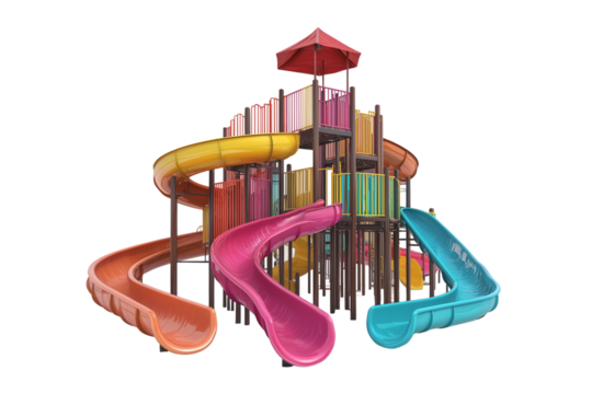Outdoor Water Slide Playground Isolated with Transparent Background