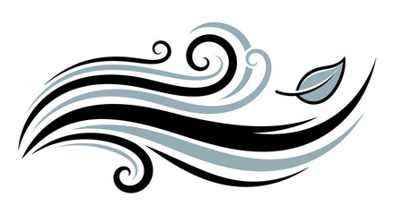 Fototapeta premium Stylized Wind Flow with Leaf Illustration - Nature's Gentle Breeze Design