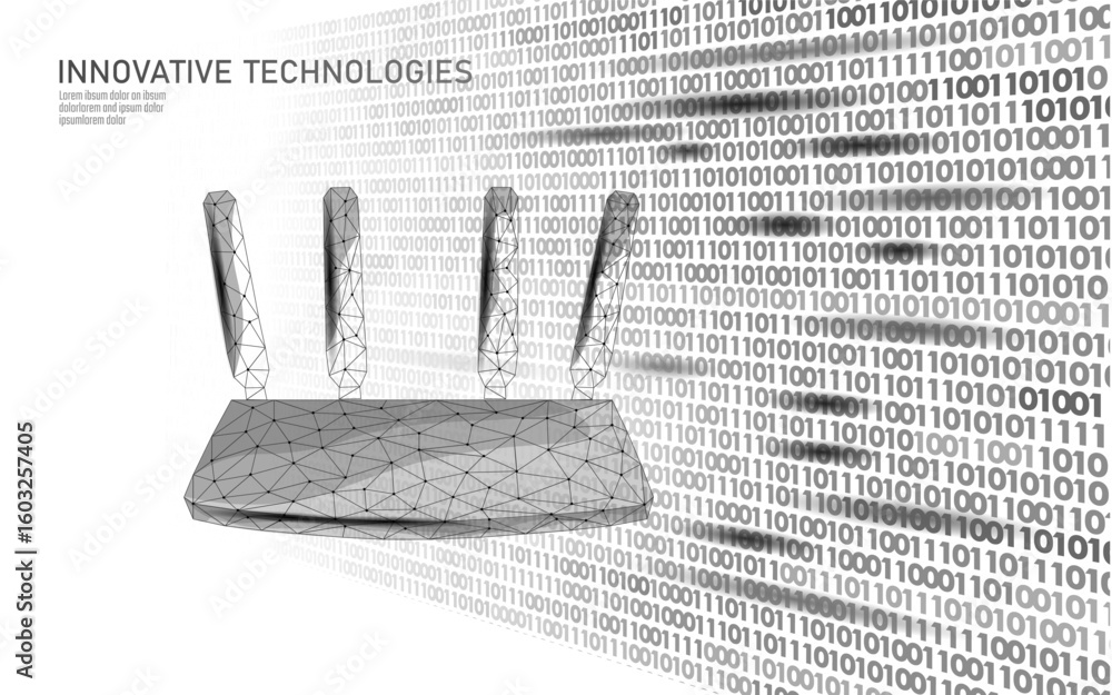 Poster wireless router concept illustration. network connection communication technology design. internet w