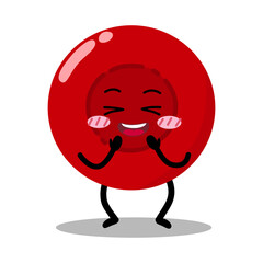 Cute Hand Drawn Shy red Blood Cell Blushing