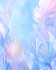 Delicate pastel leaves in a light blue and pink palette.