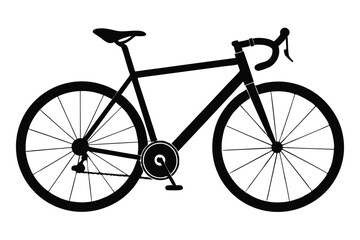 Black Road Bike Silhouette Racing Bicycle with Drop Handlebars and Detailed Frame Design