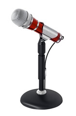 Classic design cable microphone with table stand on transparent background. 3D illustration