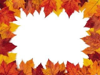Vibrant autumn leaves frame, creating a stunning border for fall designs and seasonal greetings