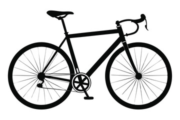 Black Silhouette Illustration of a Road Bicycle with Drop Handlebars and Thin Tires