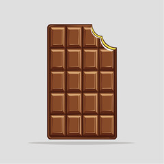 Bar of chocolate half-eaten &ndash; Chocolate bar with one corner bitten off.
