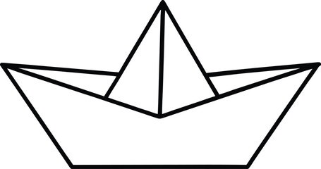 paper boat floating line art