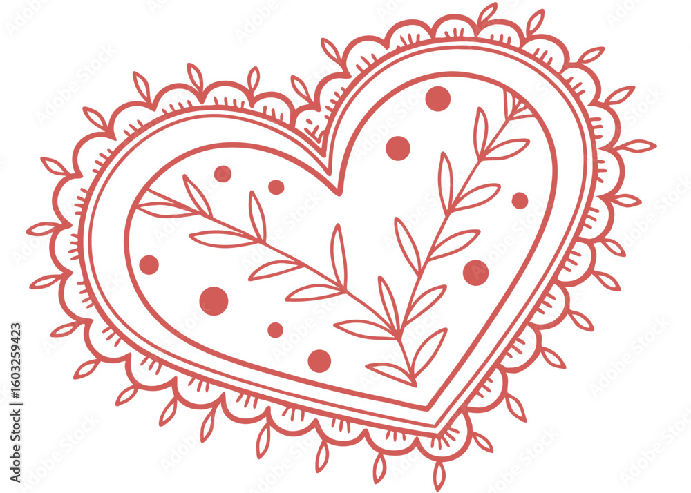 Aufkleber elegant vector illustration of a decorated heart shape in a lovely warm red color on a transparent b
