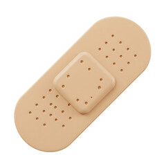 Beige adhesive bandage, isolated on white background, showing patterned adhesive.