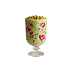 Pistachio Smoothie in a Floral Glass