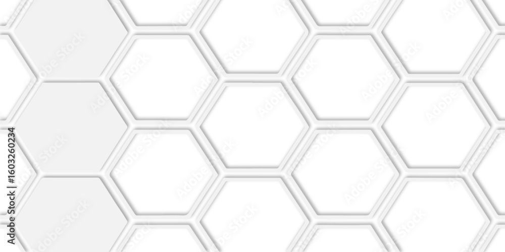 Aufkleber  white honeycomb pattern with soft edges and subtle gray lines  white hexagonal tiles creating a modern geometric pattern white background surface.