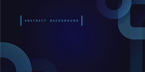 Abstract glowing circle lines on dark blue background. Geometric stripe line art design. Modern shiny blue lines. Futuristic technology concept. Suit for poster, cover, banner, brochure, website