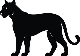 Minimal cheetah vector silhouette solid black color