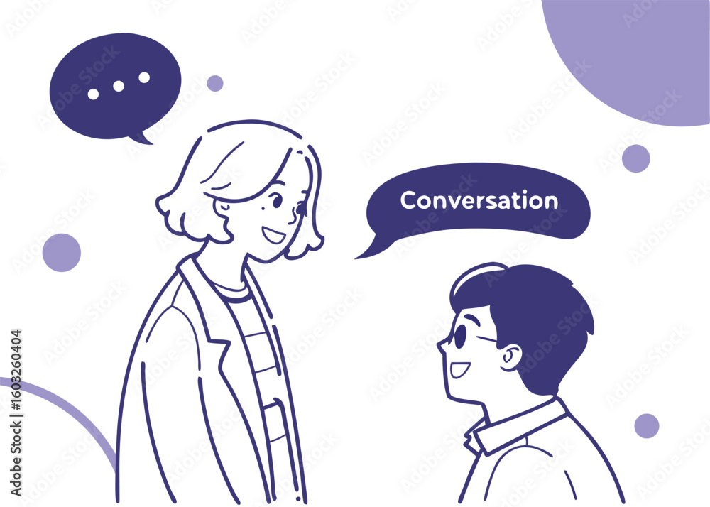 Poster two people having a conversation conceptualized with modern flat design talking speech bubbles and s