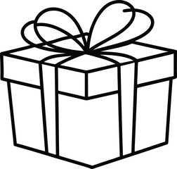 wrapped present box line art