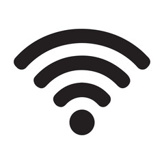 WiFi Signal Icon in Bold Black Silhouette – Wireless Network Connection Symbol Isolated on Transparent Background