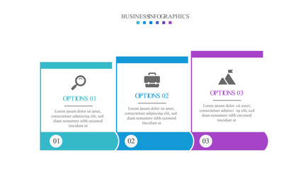 Progress bar featuring 3 arrow-shaped elements, symbolizing the three stages of business strategy and progression. Clean timeline infographic design template. Vector for mobile presentation.