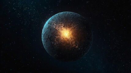 Obraz premium Exploding Planet in Deep Space with Glowing Core, Sci-Fi Space Art