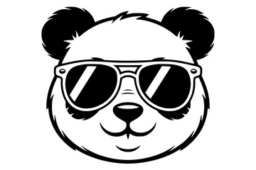 Cool Panda with Sunglasses – Bold Minimalist Cartoon Vector Line Art for Apparel and Vinyl Cutting generative ai