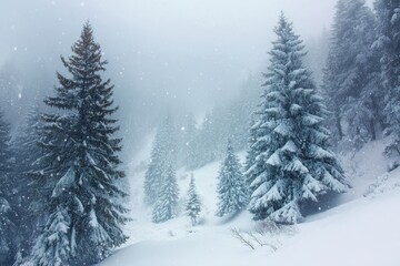 Obraz premium enchanting snowy winter scene with trees