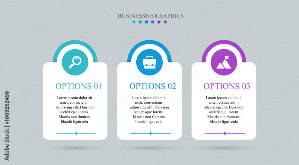 Aufkleber progress bar featuring 3 arrow-shaped elements, symbolizing the three stages of business strategy an