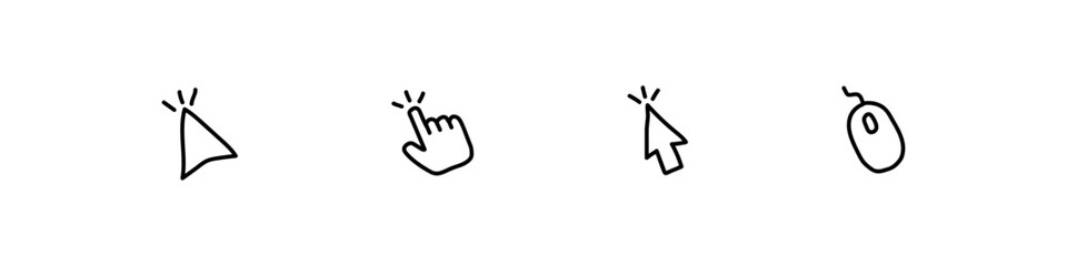 Mouse cursor sign. Mouse pointer vector set. Computer mouse vector set. Cursor clicking icon. Press link icon set.