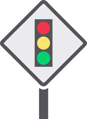 Warning sign indicating traffic light ahead in a road environment during daytime Traffic light icons Vector illustration isolated on white background
