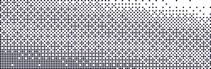 Background with pixel transform effect with halftone dot pattern. 8bit shape with gradient.