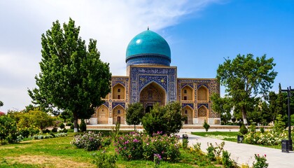 Obraz premium A serene mosque in a landscaped park