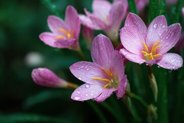 pink rain lilies
