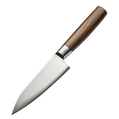 Obraz premium Sharp Kitchen Knife with Wood Grip on Transparent Background