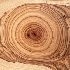Cross Section of a Tree Trunk with Concentric Rings in Shades of Brown