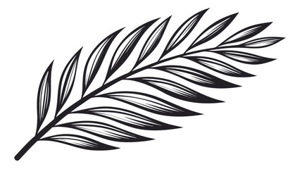 Obraz premium Elegant black and white palm leaf illustration for tropical designs and creative projects offering a minimalist and stylish botanical element
