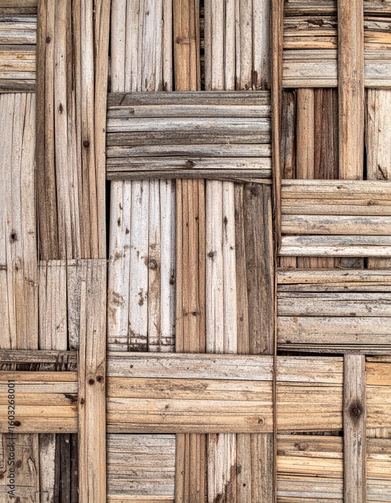 Poster woven wooden panel texture with interlocking patterns detailed rustic surface