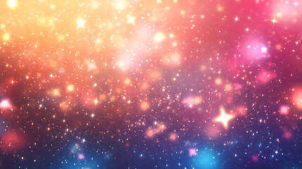 Obraz premium Sparkling starry sky with glowing bokeh lights in warm and cool tones creating dreamy magical atmosphere