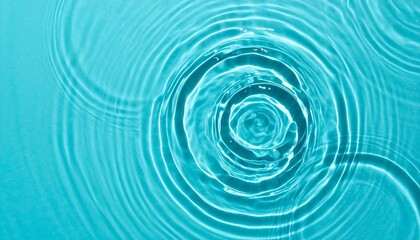 Aqua Blue Water Ripples with Concentric Circles and Clean Liquid Surface